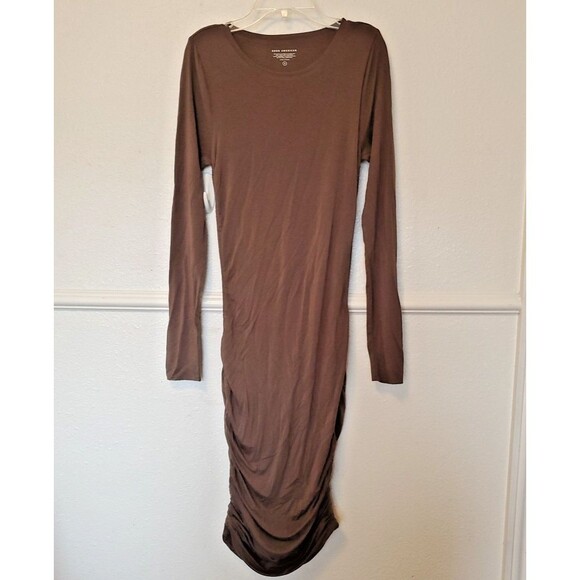 Good American Ruched Midi Dress Olive Green Size 2 - Picture 1 of 16